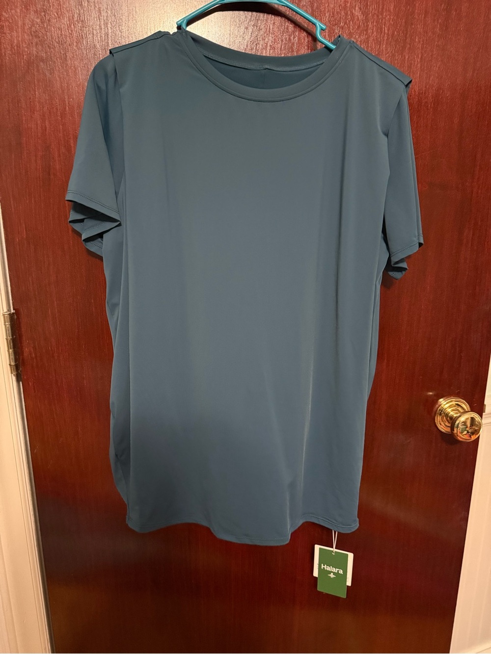 HALARA Short Sleeve Crew Tee in Teal Blue
